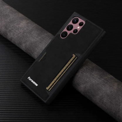 Retro Card Holder PU Leather Case for Samsung Galaxy S26 S25 S24 Ultra S23 S21 FE S22 S20 S10 S9 S8 Plus Note 20 10 Phone Cover