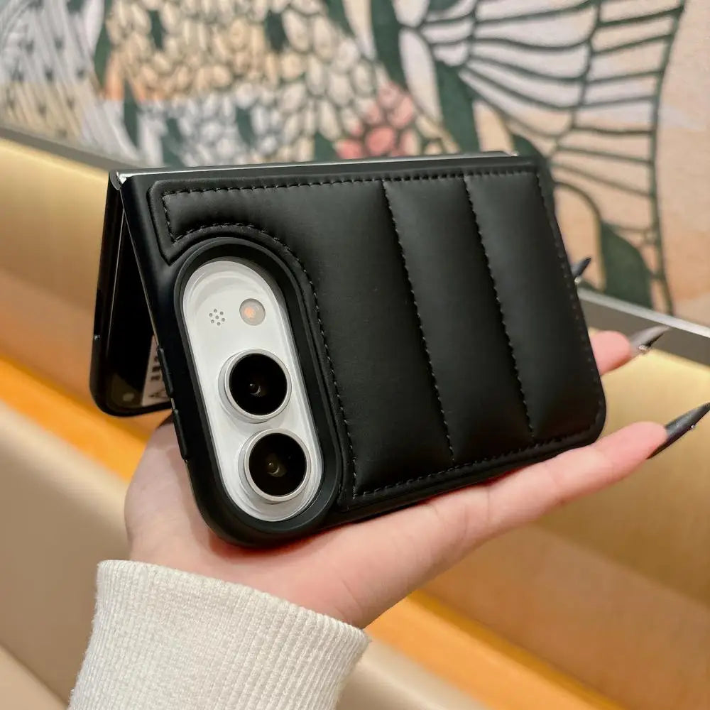 Ins PU Leather Solid Color Down Jacket Phone Case for IPhone Duo  Half-Wrapped Anti Scratch Shockproof Protection Cover