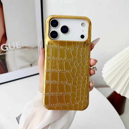 Advanced Solid Color Glossy Crocodile Skin Pattern Shockproof Protective Phone Cover Case for iPhone 17 16 15 14 Pro Max 17Air