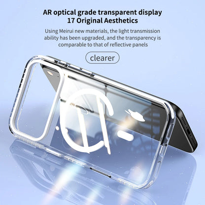 Luxury PE Striped Border Cover For Magsafe Magnetic Wireless Charge Clear Phone Case For iPhone 17 Air 16 E 15 14 13 12 Pro Max