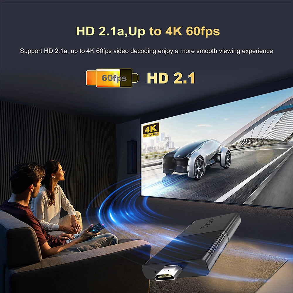 TVR3 Max TV Stick 8+128GB Android 14 Smart 4K H.265 Decode Player Dual WiFi Quad-Core Supports Netflix & YouTube Home Theater