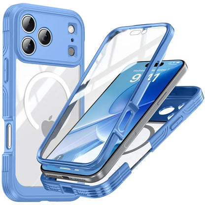 For MagSafe Wireless Charging 360° Fully Protected Double-sided Transparent Magnetic Case For iPhone 17 Pro Max&Air Back Cover