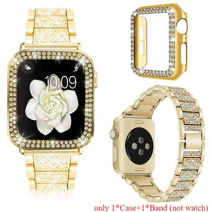 Chains Strap Case+Strap Metal Band Women Bracelet For Apple Watch 49mm 46mm 44mm 42mm 40 38mm for iWatch 10 9 8 7 6 5 SE 4 3 2 1
