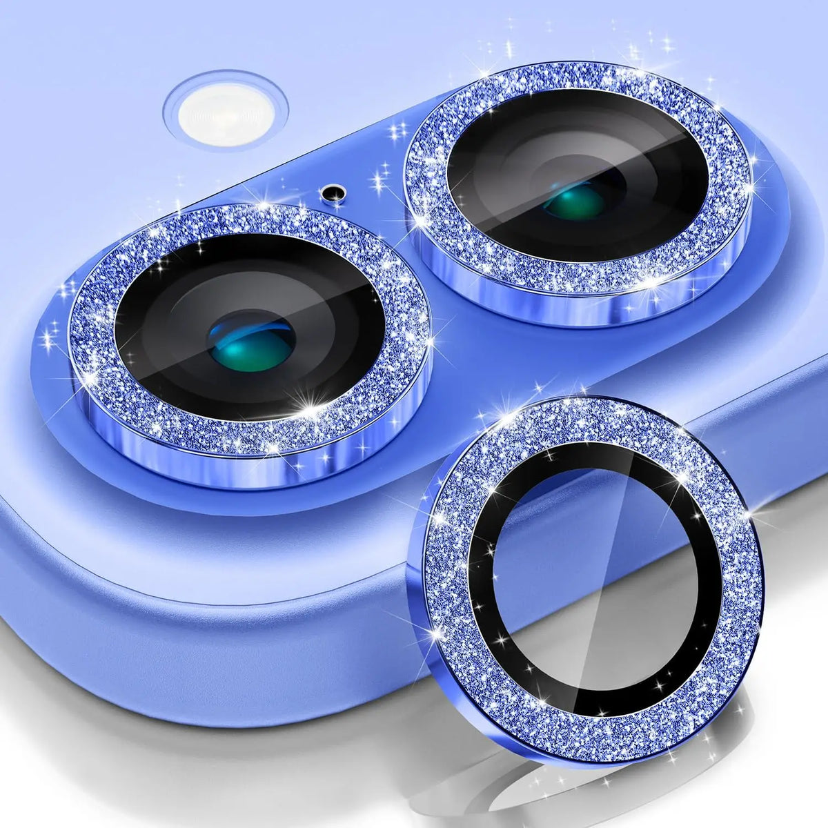 For IPhone 16 17/iPhone 16 Plus Camera Lens Protector Bling, [Glitter Decoration] Ultra-HD Tempered Glass Cover, Metal