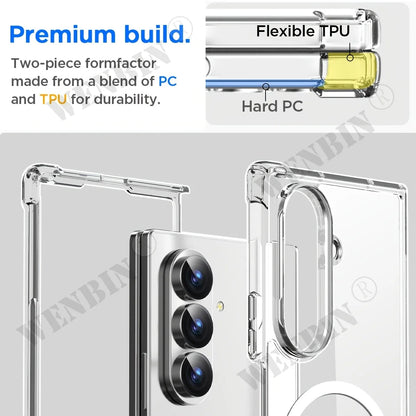 Magnetic Case For Samsung Z Fold 8 Ultra 7 6 Clear Protective with Magsafe Transparent Cover Coque Fundas