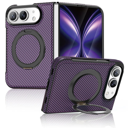 For iPhone Duo Case Luxury Carbon Fiber Texture Magnetic 360 Rotating Ring Holder Shockproof Protection Back Cover Accessories