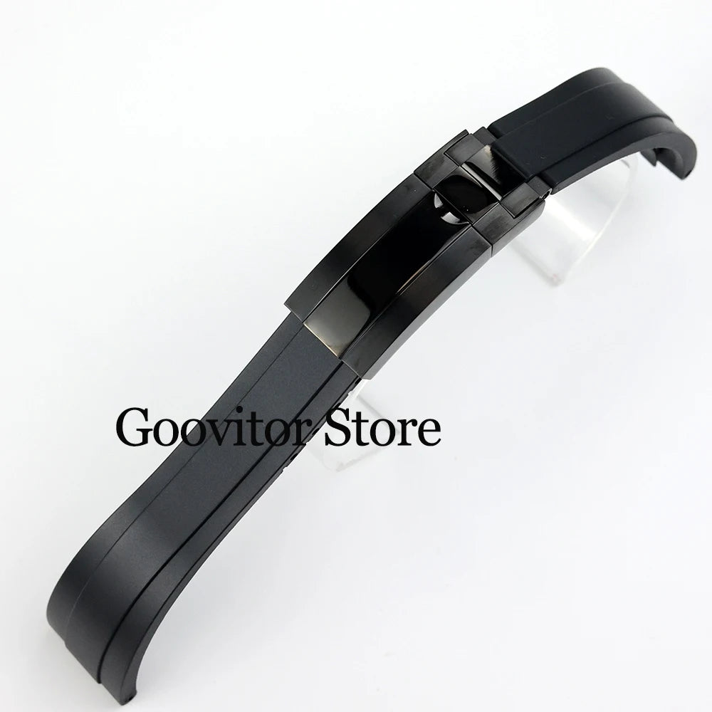 High quality 20mm width rubber strap black/rose gold/silver Folding safety buckle fit sub gmt yacht-master NH35 watch case 40mm