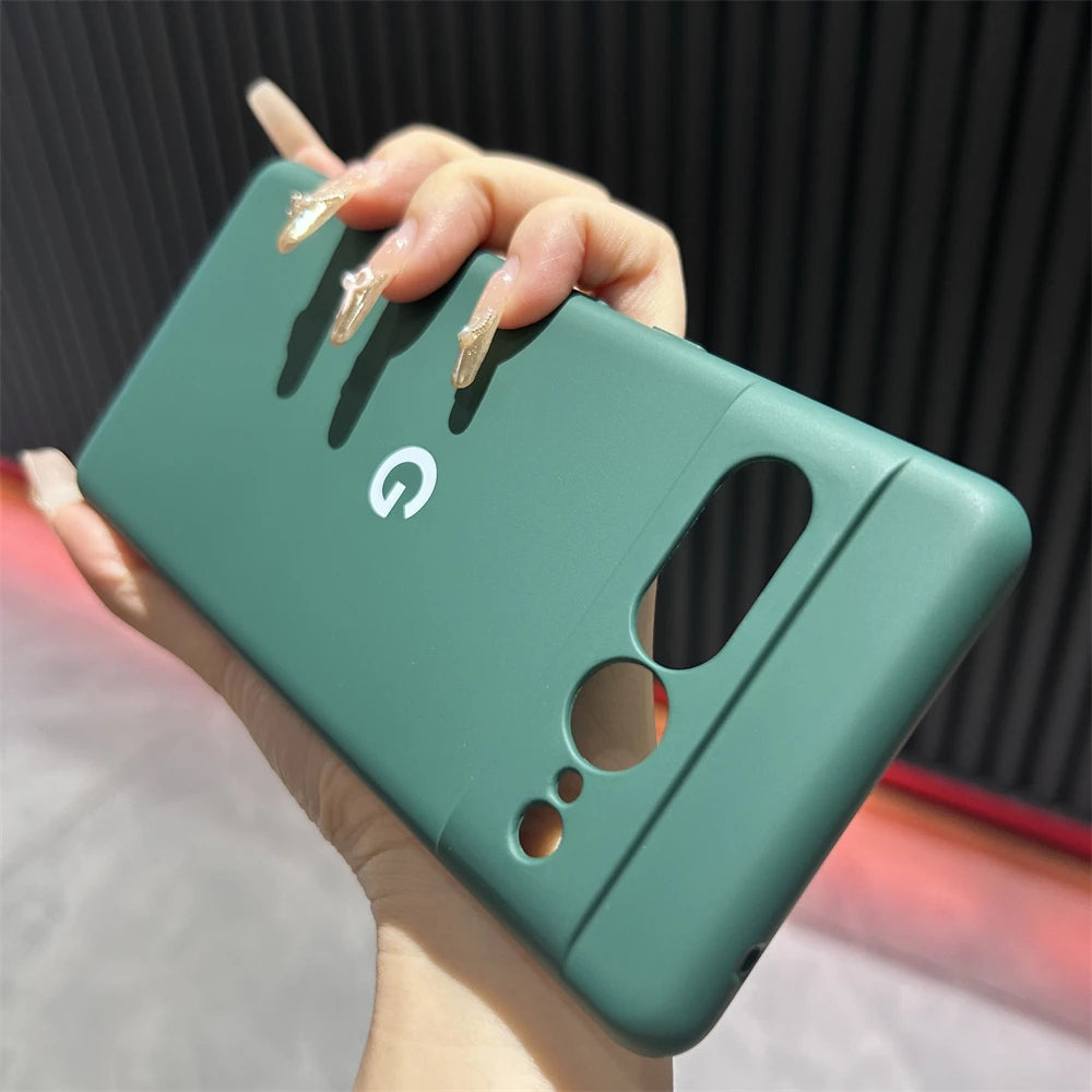 For Google Pixel 6 7 8 Pro Case Soild Color Plain Silicone Soft Cover For Google Pixel 8A 7A 6A Shockproof Bumper Shell