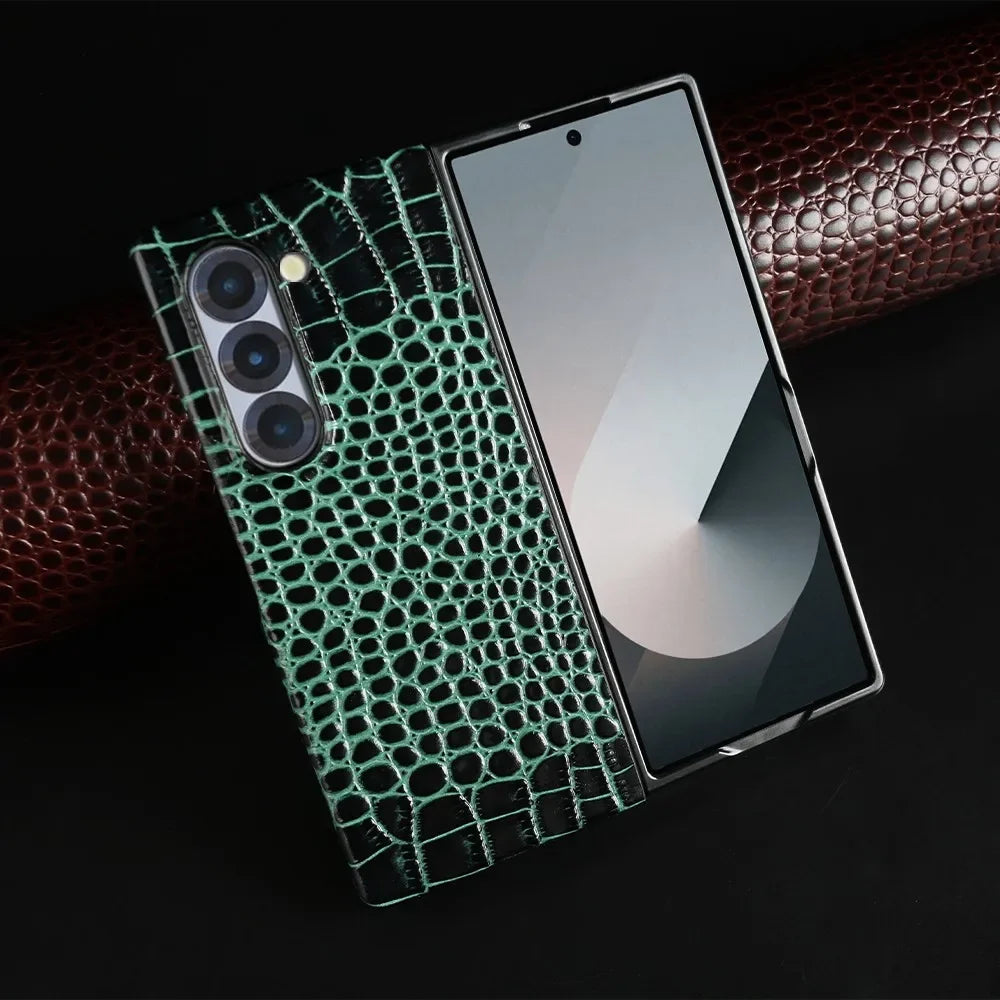 Luxury Hand Crafted Genuine Leather Case For Samsung Galaxy Fold 6 Fold5 3 Mobile Phone Cover Galaxy Z Flip6 Back Shell Coque