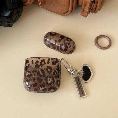 fashion luxury transparent leopard print pattern black love heart Pendant for airpods 4 3 1 pro 2 soft silicone protection case