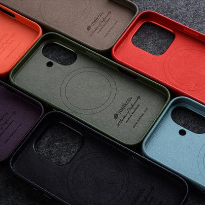Melkco Genuine Leather Strong Magnetic Case For iPhone 16 Pro Max 16 Plus Coque Premium Cowhide Metal Camera Protection Cover