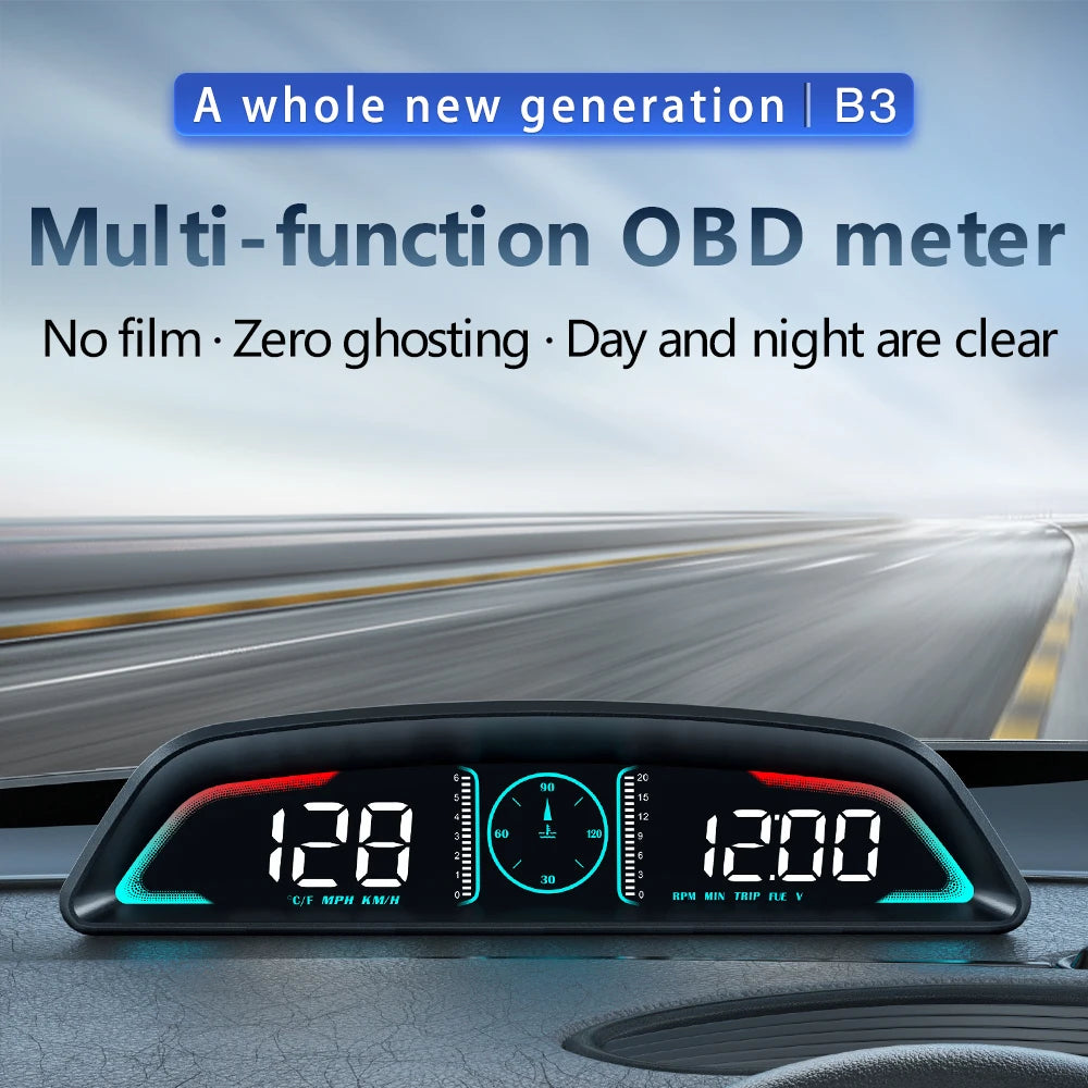 B3 Head Up Display OBD2 GPS Digtial HUD Car Gauge Speedometer Tachometer Water Temp Fuel Consumption Voltage Car Electronic