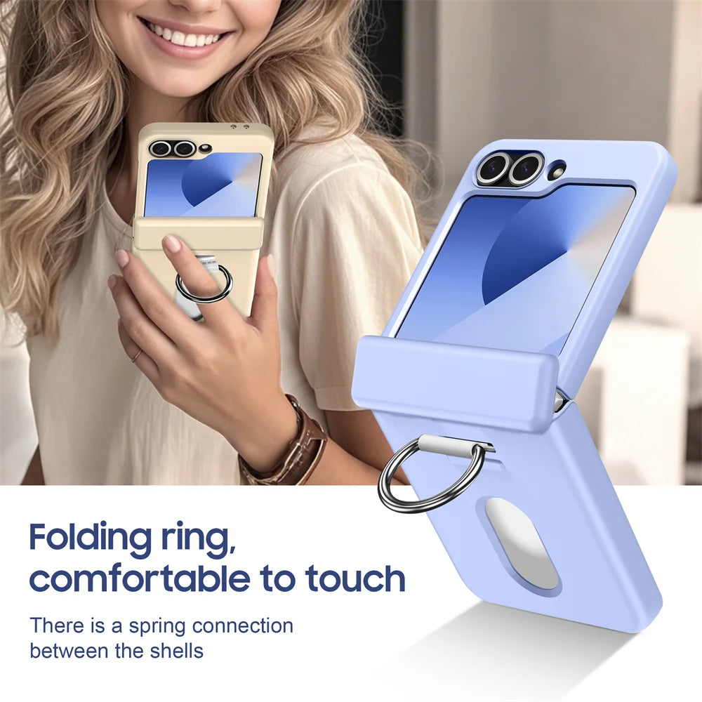 Luxury Wallet Clip Flip Slot Card Phone Case for Samsung Z Flip 8 7 6 5 5G Flip6 ZFlip5 ZFlip6 Finger Ring Shockproof PC Covers