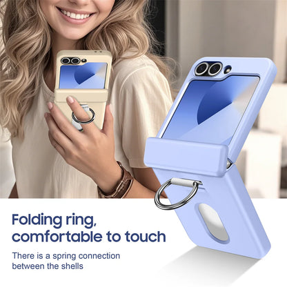 Luxury Wallet Clip Flip Slot Card Phone Case for Samsung Z Flip 8 7 6 5 5G Flip6 ZFlip5 ZFlip6 Finger Ring Shockproof PC Covers