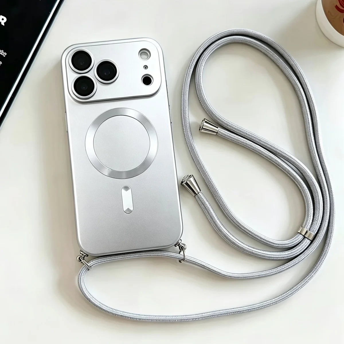 Luxury Crossbody Lanyard Magnetic Case for IPhone 17 16 15 14 12 13 11 Pro Max Plus for Magsafe Camera Protection Soft Cover