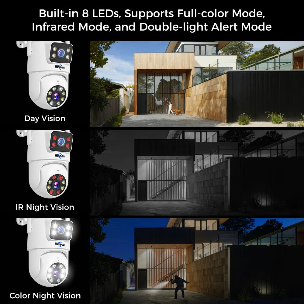 Hiseeu H.265 10CH NVR 3K 6MP Surveillance System Dual Lens Smart PTZ IP Camera Color Night Vision Auto Tracking WiFi CCTV System