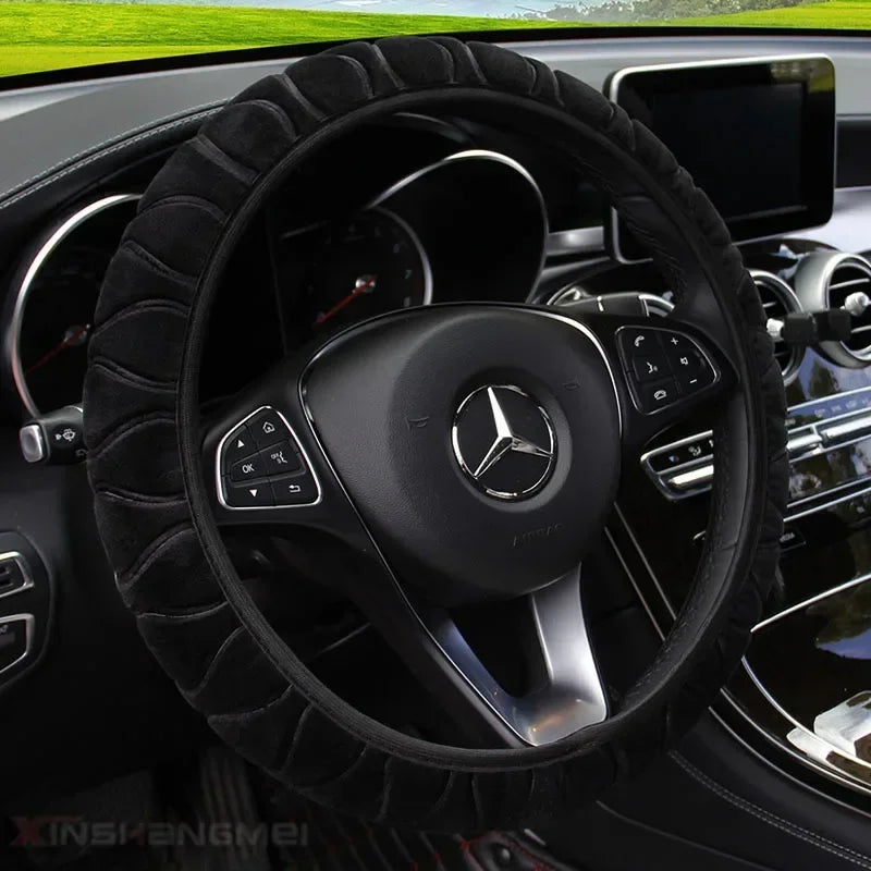 Car Steering Wheel Cover Protector Decoration Warm Super Thick Soft Plush Collar for Women Man Auto Interior Accessories