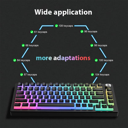 129 Keys Pudding Keycaps PBT Double Shot RGB Gaming Keyboard Keycaps For 61 68 84 87 96 98 100 104 108 Keys Mechanical Keyboard
