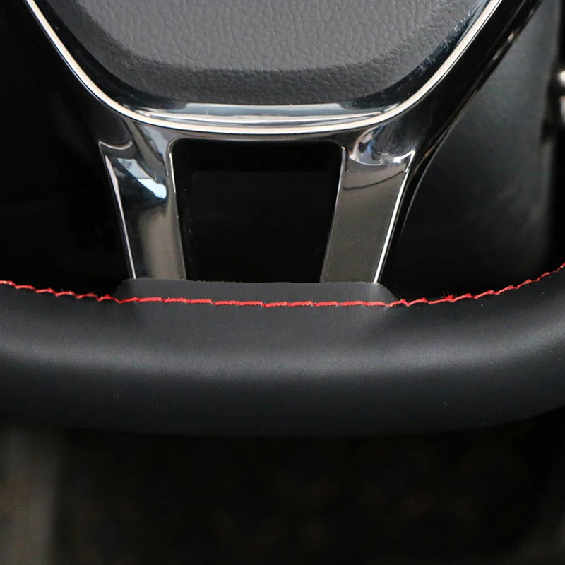 Universal 38cm Hand-Sewn Car Steering Wheel Cover Microfiber Leather Soft Wear-Resistant with Needles Thread Steering Wheel Skin