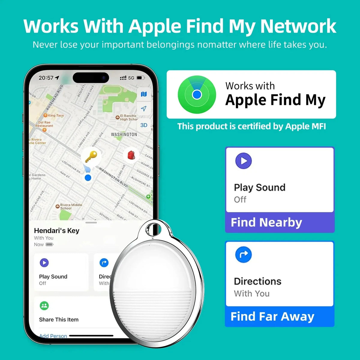 Mini GPS Tracker Work with Apple System Find My App Tag Wallet Finder Bike Bag Loss Tracker Smart Bluetooth Locator
