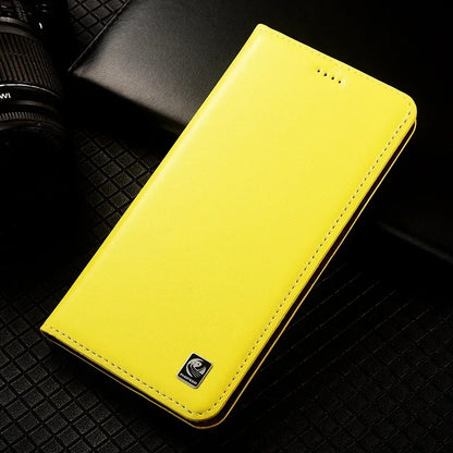 For SAMSUNG Galaxy S26 S25 S24 S23 Ultra Plus FE Edge 5G Flip Case Napa Texture Magnetic Cover Cowhide Genuine Leather Cases