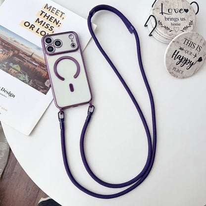 Magnetic Lanyard Case For iPhone 17 Pro Max 14 13 15 16 Plus 17P Original Shockproof Crossbody Neck Cord Strap Soft Clear Cover