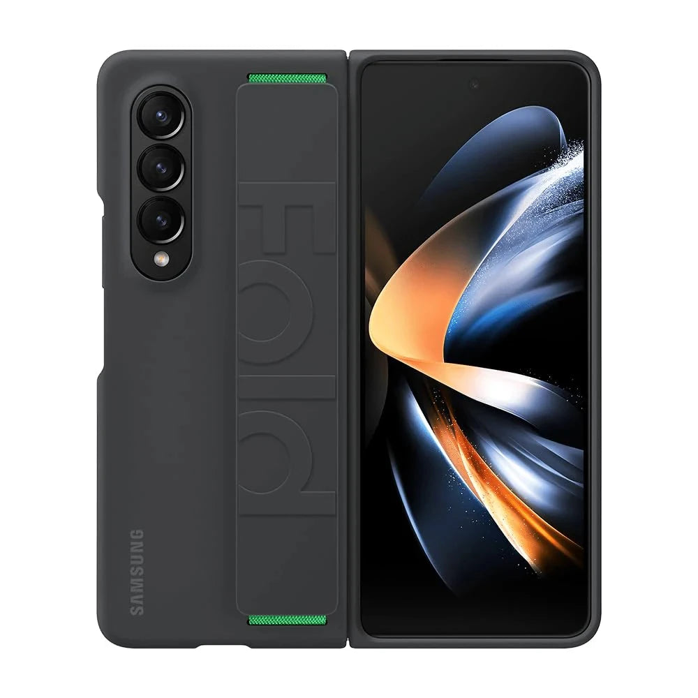 Original Liquid Silicone Case with Wrist Strap for Samsung Galaxy Z Fold4 Anti-Drop  Anti-Slip Protective Cover Genuine EF-GF936