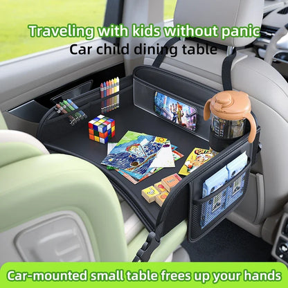 Car Rear Seat Baby Travel Tray Waterproof Kids Dining Table Cartoon Storage Toy Holder Child Safety Seat Desk Organizer Interior