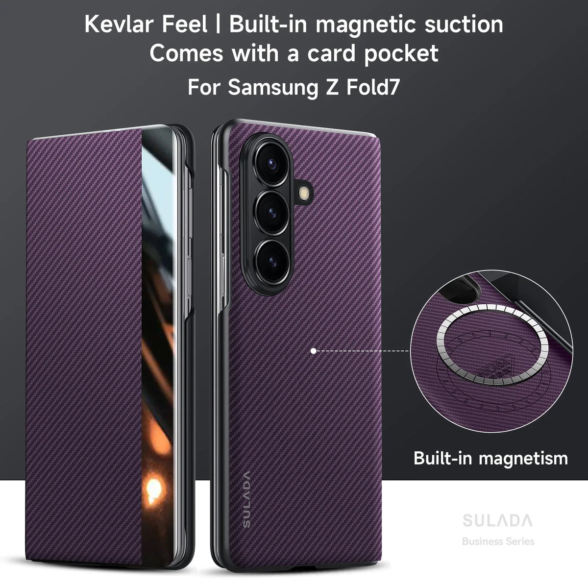 Carbon Fiber Pattern Leather Magnetic Phone Case For Samsung Galaxy Z Fold 7 6 5 4 Business Window View Wireless Charging Cover