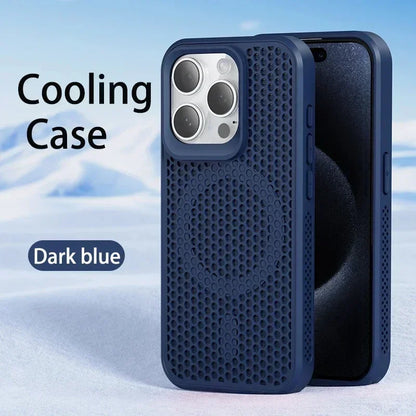 Cooling Heat Dissipation For Magsafe Case For iPhone 18 17 16 14 15 13 12 11 Pro Max Funda Mesh Breathable Grid Matte Hard Cover