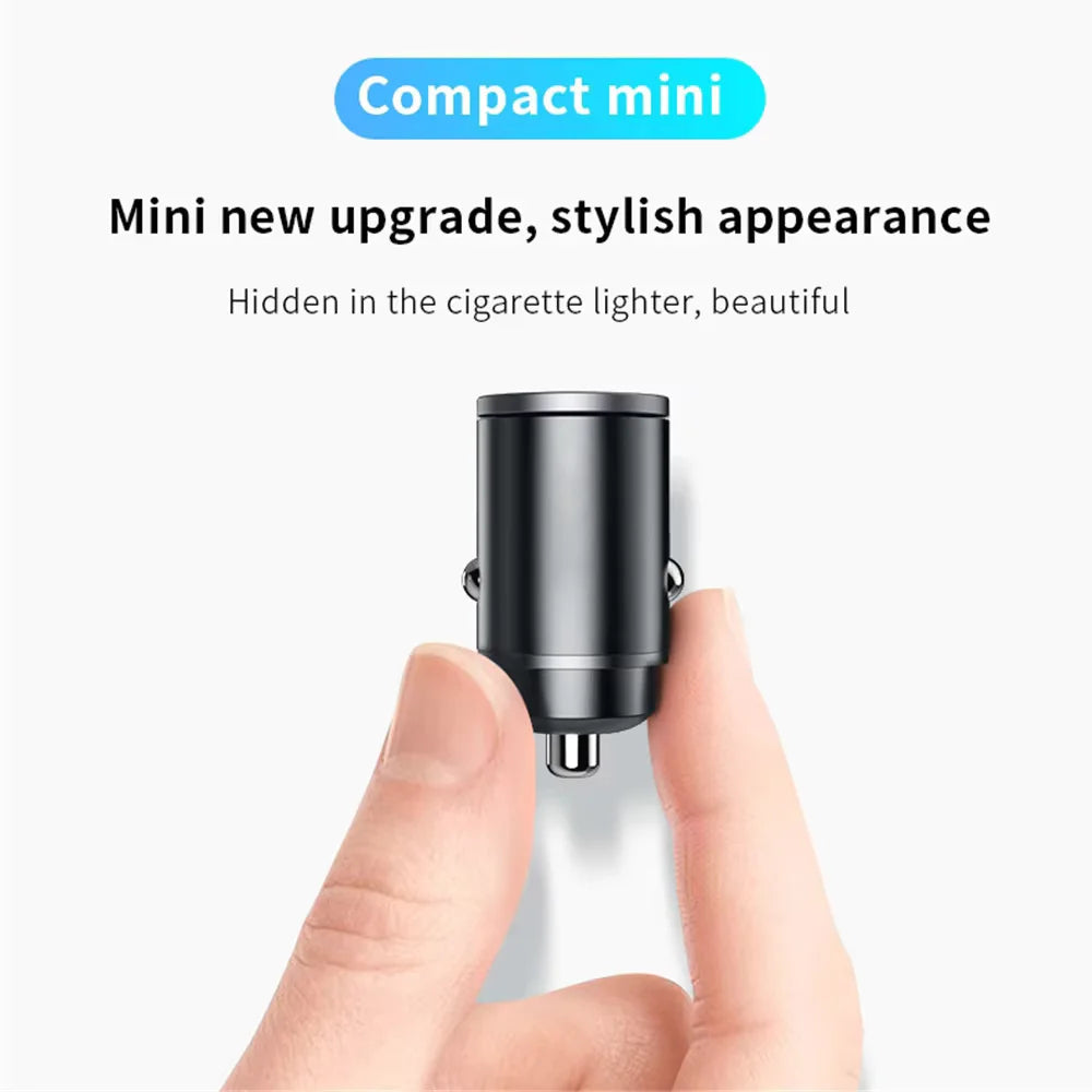 200W mini car charger fast charging for iPhone QC3.0 mini PD USB Type C car mobile phone charger for Xiaomi Samsung Huawei