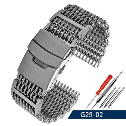 20/22/24mm Steel Dive Shark Mesh for Milanese Watch Bracelet Strap Band Weaving Double Snap Strap for Breitling Omega