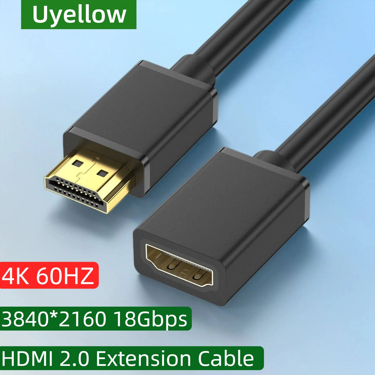Uyellow 4K 60Hz HDR HDMI 2.0 Extension Cable(Male to Female)-High-Speed HDMI Extension Cord for PS5,Xbox Series X/S,PC,Monitor
