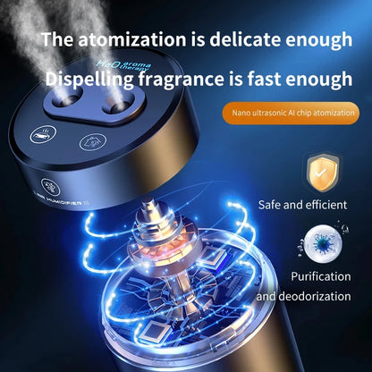 380ML Double Spray Vehicle Air Humidifier USB Charging Mini Essential Oil Diffuser with Mood Light Wireless Car Aroma Humidifier