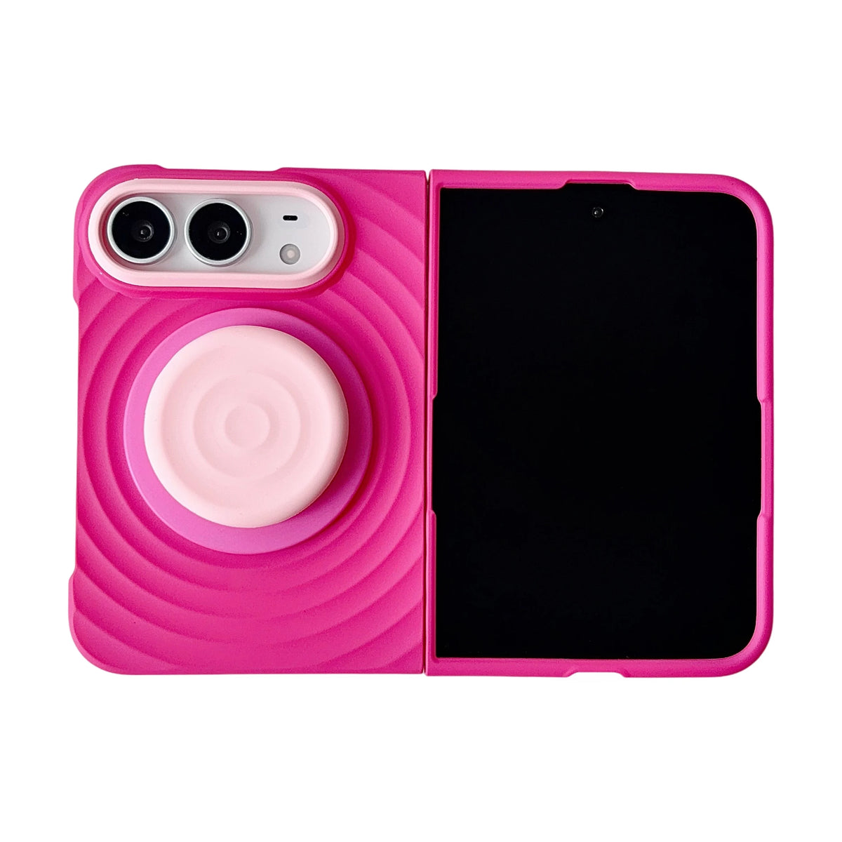 Case For Apple iPhone Duo For Foldable iPhone Duo For Magsafe With  Magnetic Ring Ripples Stand Luxury Silicone Ripples Cover
