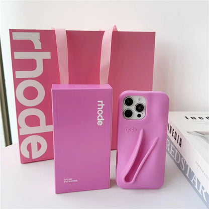 With Box Rhode Bag Fashion Phone Case for iPhone 16E 17 Air 16 15 14 13 12 11 Pro Max Plus Lip Gloss Portable Stand Cover Funda