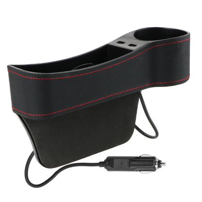 Car Seat Gap Storage Box Seat Gap Slit Box Phone Bottle Cups Holder Box Car Organizer Dual USB Charger Leather Car Accessories