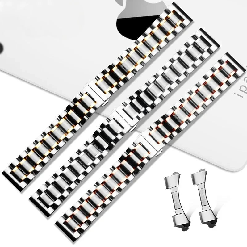 Curved Solid stainless steel strap men women Universal Metal chain 18 19 20mm 21mm 22mm 23mm 24mm rose gold watch band bracelet