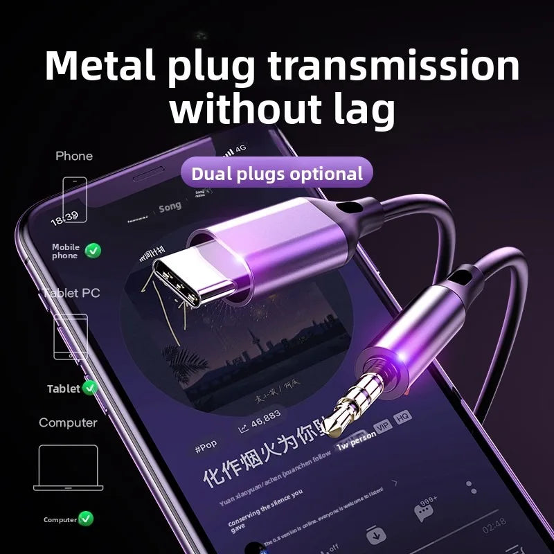 Type-C Wired Headphones For Samsung Galaxy S25 S24 S23 S22 HiFi Bass Stereo 3.5MM in-Ear Earphone A54 A34 Note 20 10 Accessories