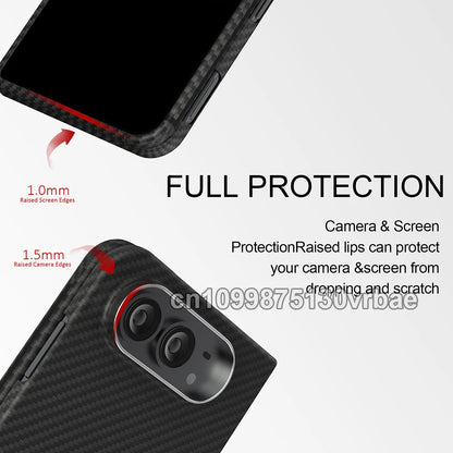 Suitable for iphone duo case,carbon fiber Kevlar aramid fiber hard shell,lightweight magnetic Slim light black cover premium