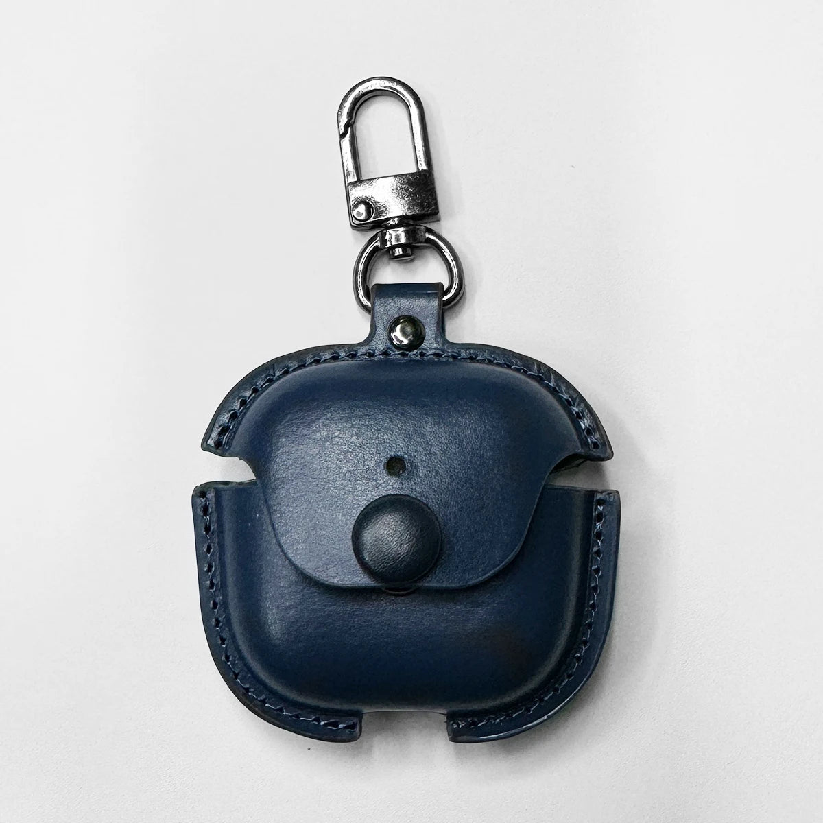 PU Leather Protective Case for AirPods 4 with Keychain Classic Business Retro Button Earbuds Cover Shockproof