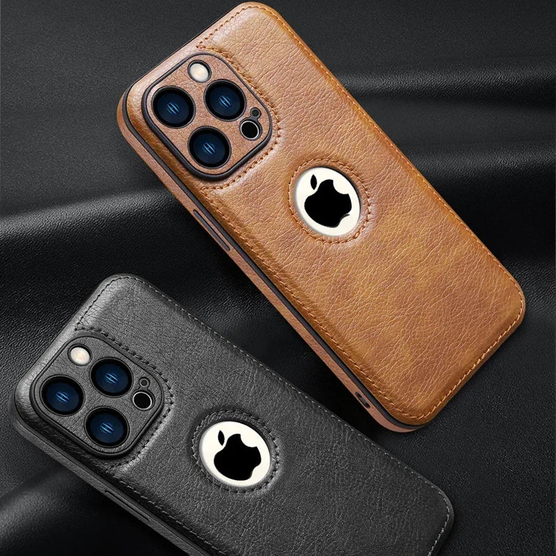 High Quality PU Leather Case for Apple iPhone 17 Pro Max 11 12 13 14 15 16 Plus Logo View Luxury Business Mobile Phone Cover