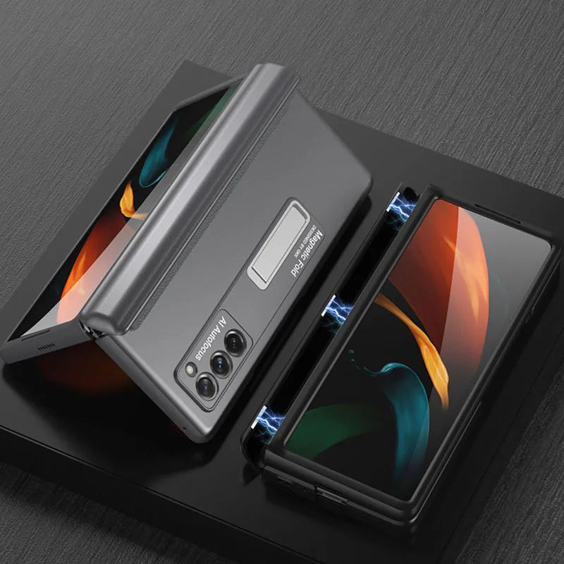 For Samsung Galaxy Z Fold 2 Magnetic Hinge All-included Case 5G Shockproof Protection Stand Matte Cover For Galaxy Z Fold2 Case