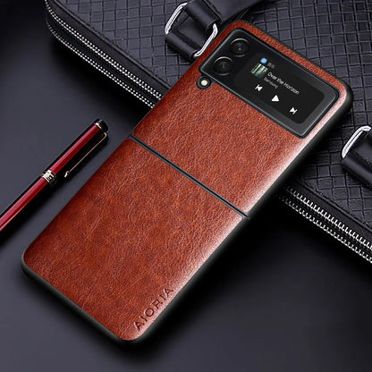 Luxury PU Leather Case for Samsung Galaxy Z Flip 4 5 6 7 FE 8 Business Solid Color Design Phone Cover for Samsung Z Flip 3 Case