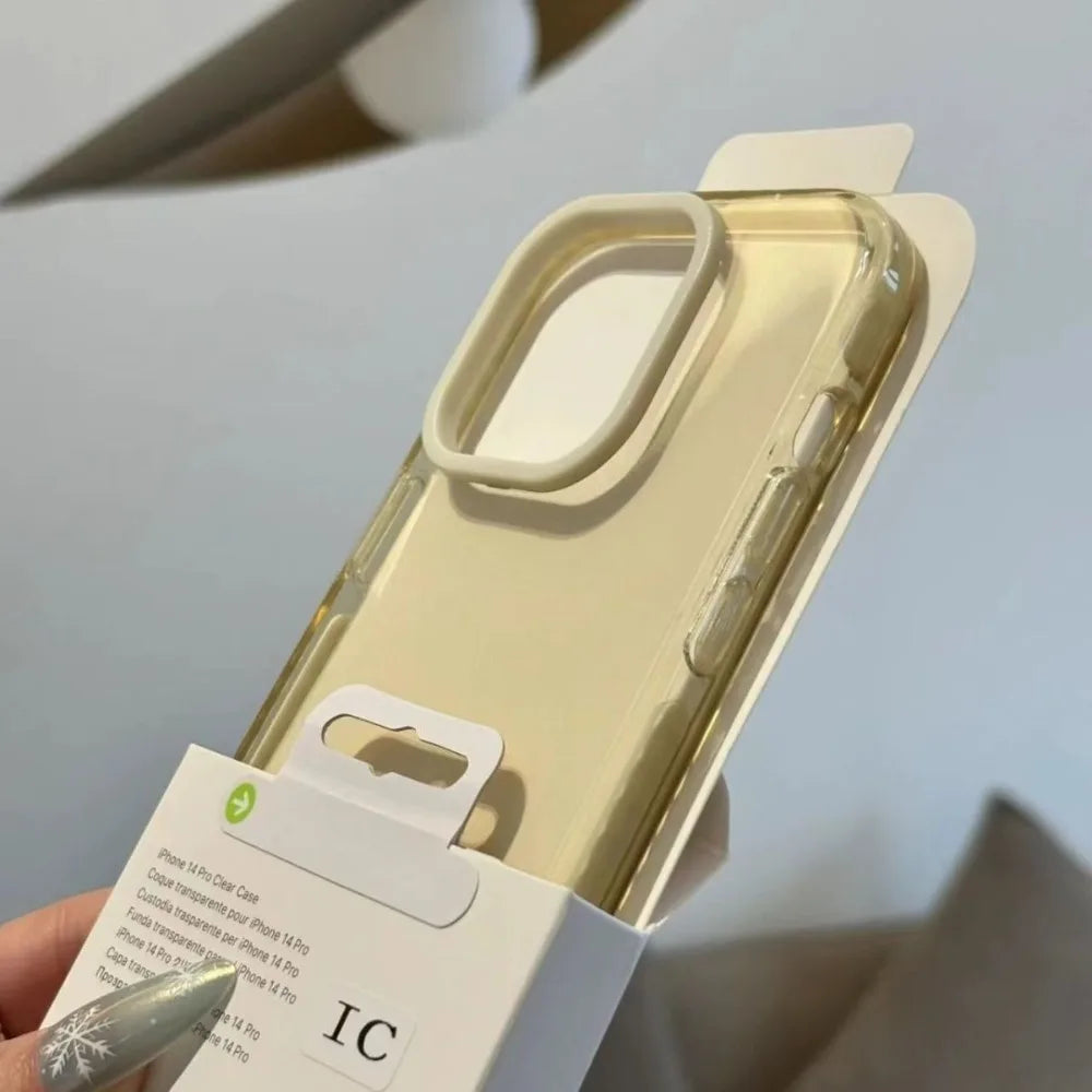 Luxury Transparent Airbag Phone Case For iPhone 18 Pro 17 16 15 14 13 12 11 Pro Max Plus Contrasting Bumper Shockproof TPU Cover
