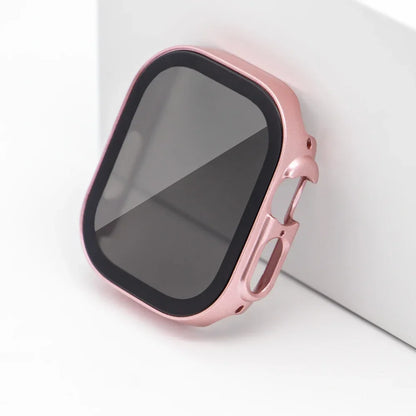Privacy Glass+Case for Apple Watch 49mm 45mm 41mm 44mm 40mm Tempered Anti-Peeping Screen Protector for IWatch 8 7 6 5 4 9 Cover