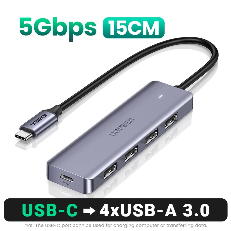 UGREEN USB C HUB 4 Ports Type C to USB 3.0 Hub Splitter Adapter for Laptop MacBook Mac Mini iPad Pro Samsung S25 iPhone 17