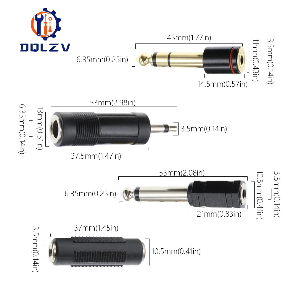 6.35mm Female Plug to 3.5mm Male 2Pole 3 Pole Connector Headphone Amplifier Audio Adapter Microphone AUX 6.3 3.5 mm Converter