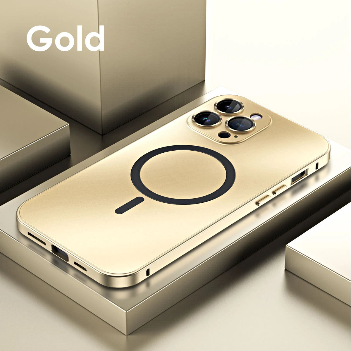 Aluminum Metal Frame Magnetic Case For iPhone 13 12 14 15 16 17 18 Pro Max For Magsafe Wireless Charging Lens Film PC Back Panel