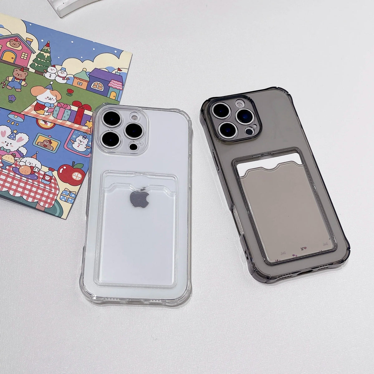 Shockproof Card Slot Pocket Phone Case For iPhone 18 17 16 15 14 13 12 11 Pro Xs Max 6 7 8 Plus Air 17e 16e Clear Wallet Cover
